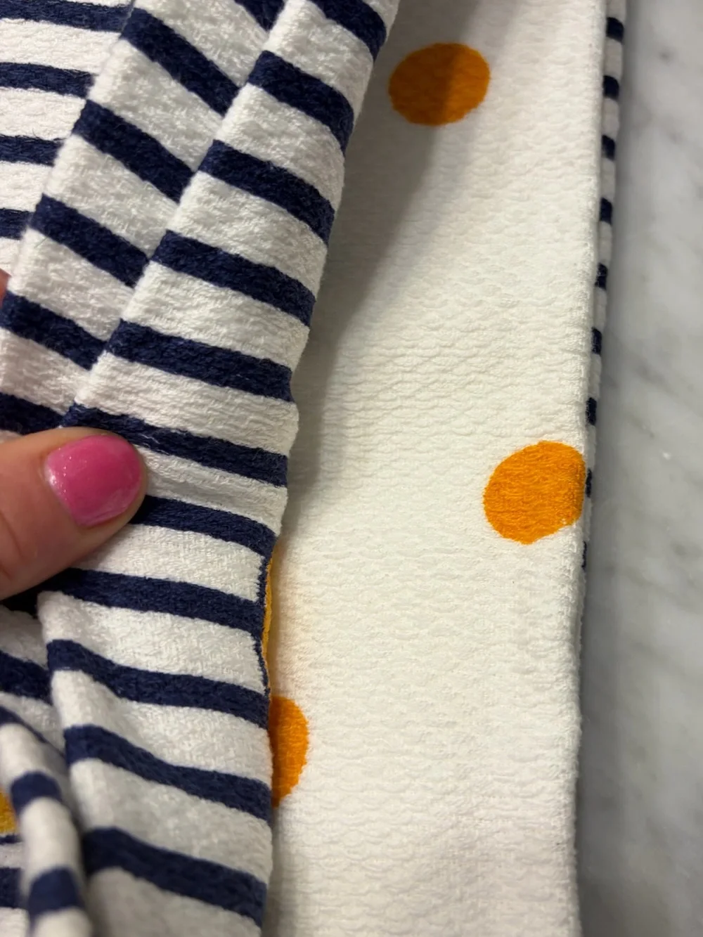 NWT Kate Spade Navy & White Striped Towel w/ Lemon Motif & Pink Lemonade Candle